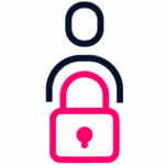 A lock with a silhouette of a person behind it